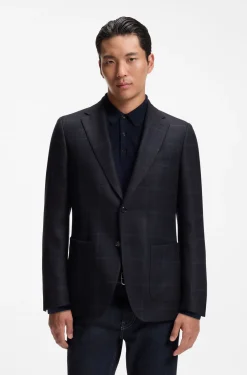 Slim-Fit Blazer aus karierter Schurwolle