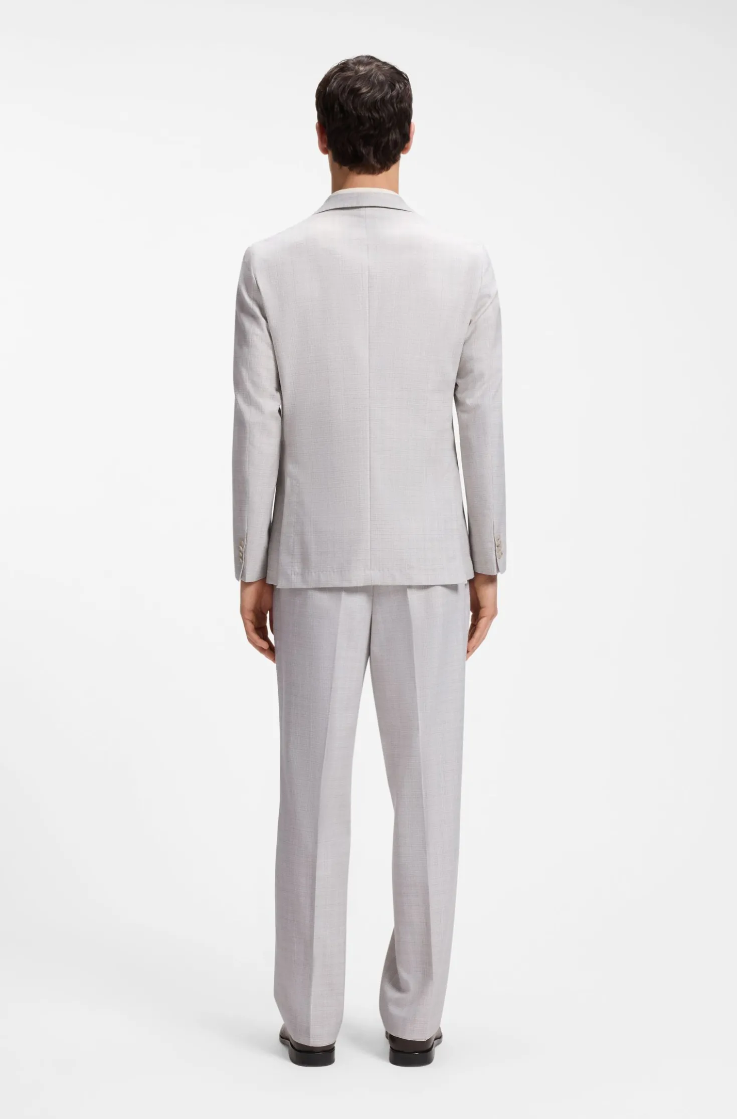 Slim-Fit Blazer aus karierter Schurwolle und Baumwolle