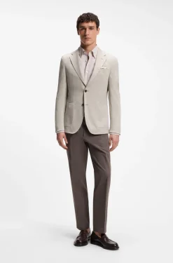 Slim-Fit Blazer aus Schurwolle mit Baumwolle