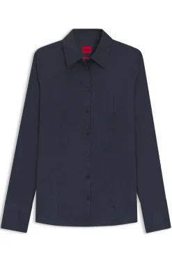 Slim-Fit Bluse aus bügelleichtem Baumwoll-Mix mit Twill-Struktur