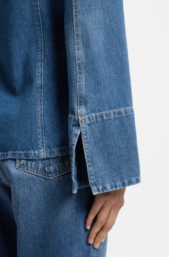 Slim-Fit Bluse aus festem Crosshatch-Denim