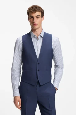 Slim-Fit Dreiteiler Anzug aus Woll-Mix mit Popeline-Struktur