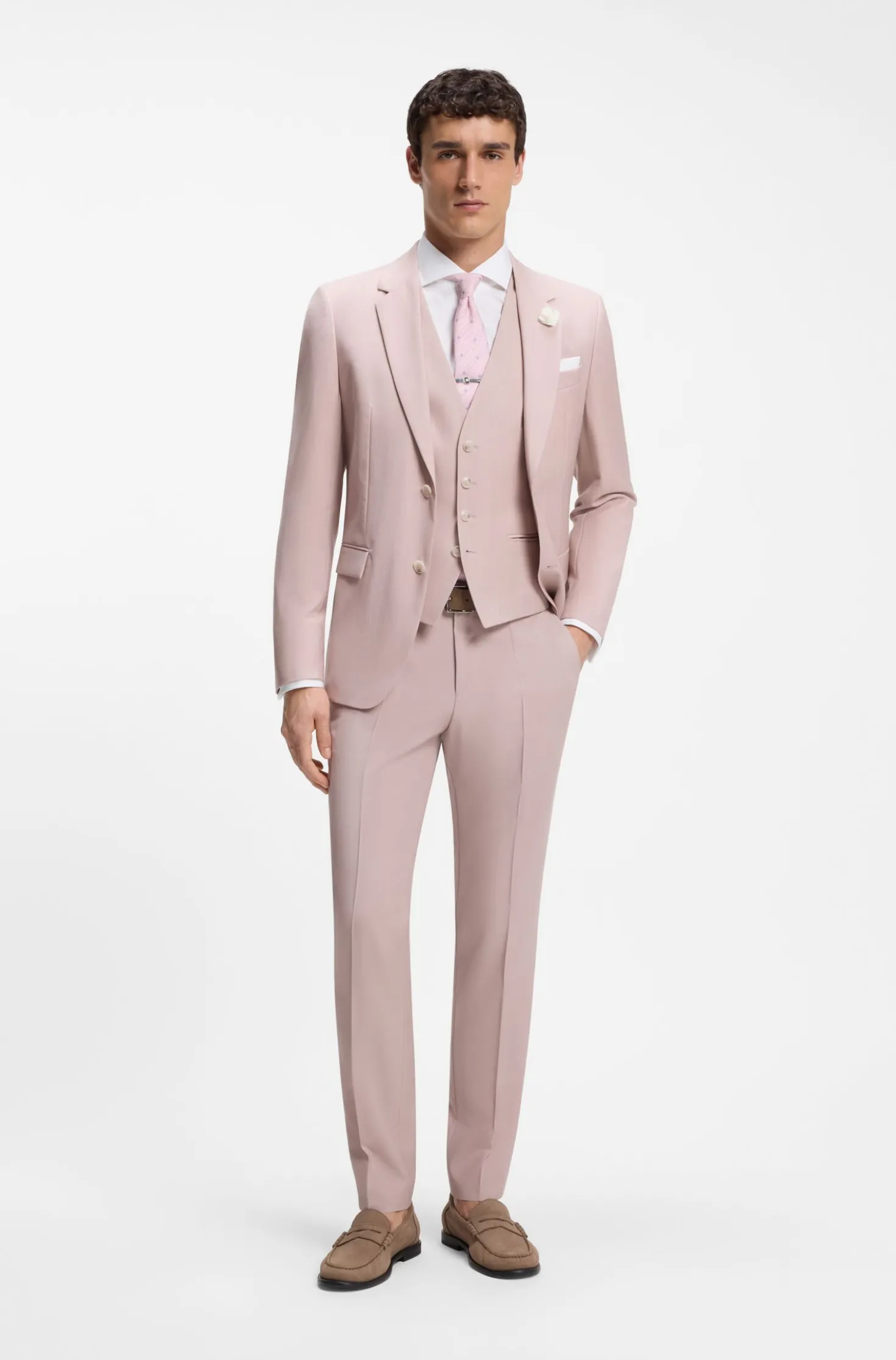 Slim-Fit Dreiteiler aus Schurwolle