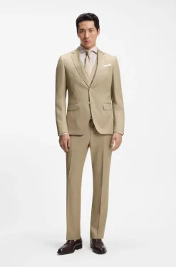 Slim-Fit Dreiteiler aus Schurwoll-Serge