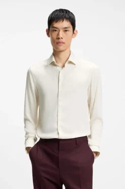 Slim-Fit Hemd aus gewaschenem Satin