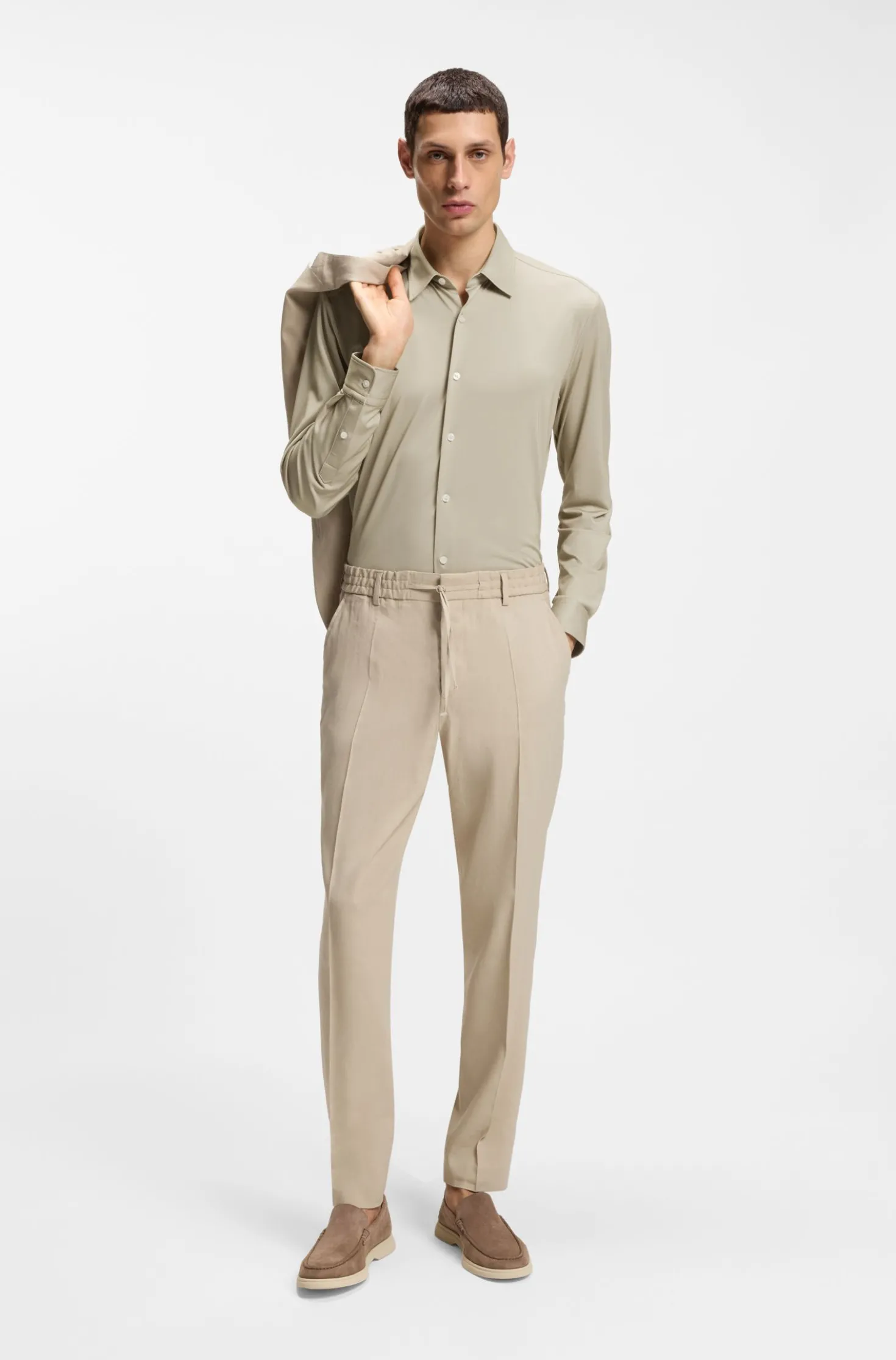 Slim-Fit Hemd aus strukturiertem Performance-Stretch-Gewebe