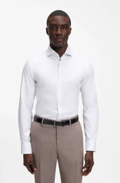 Slim-Fit Hemd aus strukturiertem Baumwoll-Twill
