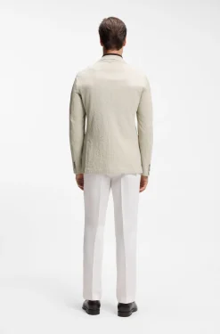Slim-Fit Jacke aus elastischem Baumwoll-Seersucker