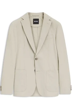 Slim-Fit Jacke aus elastischem Baumwoll-Seersucker