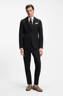 Slim-Fit Jacke aus elastischem Baumwoll-Seersucker