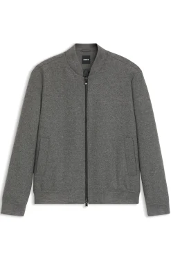 Slim-Fit Jacke aus gebürstetem Stretch-Flanell