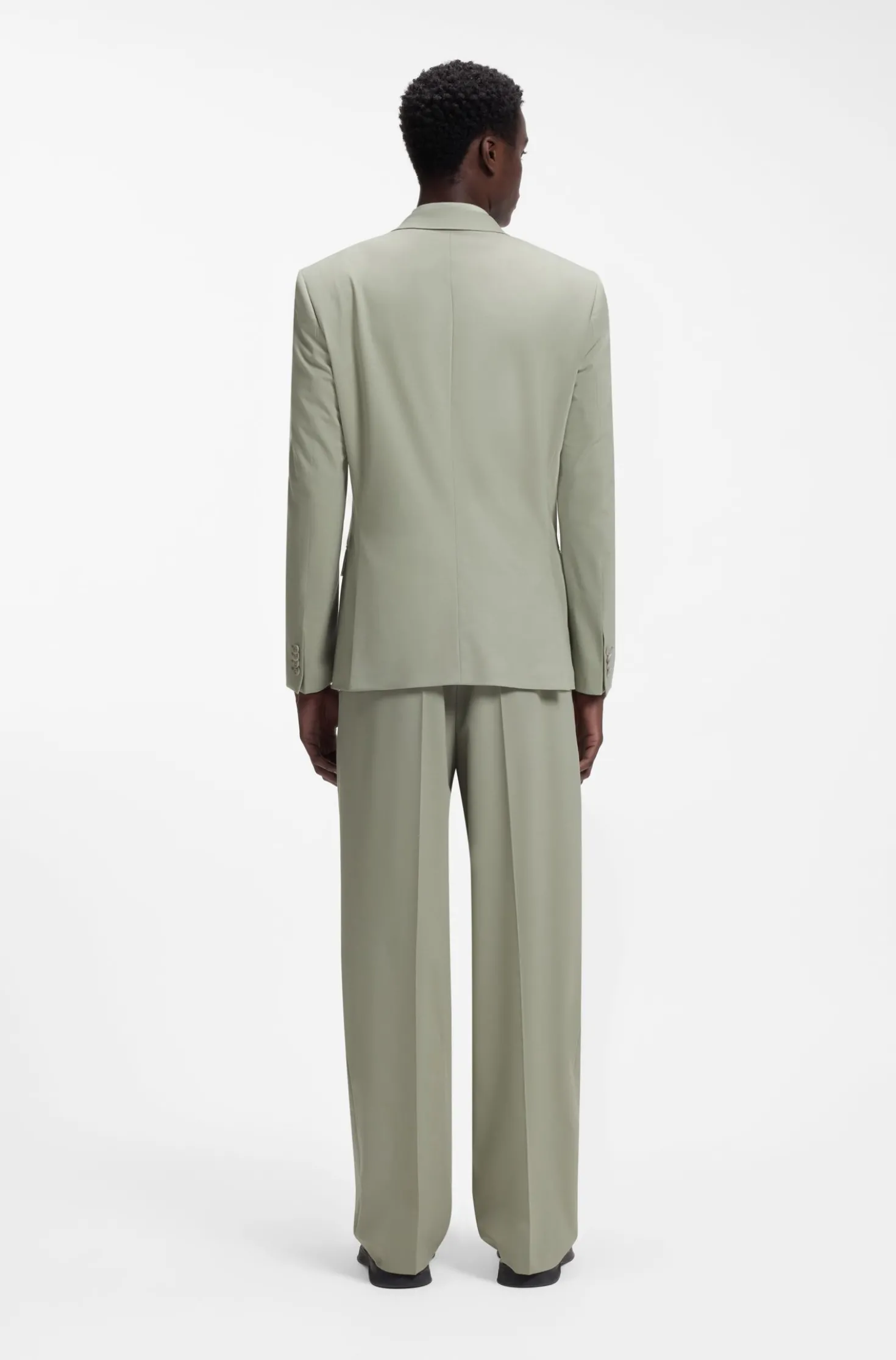 Slim-Fit Jacke aus Woll-Mix mit Popeline-Struktur