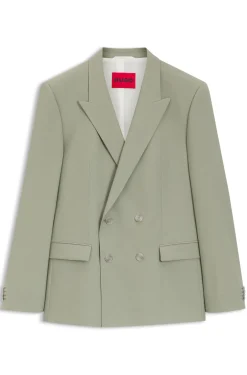 Slim-Fit Jacke aus Woll-Mix mit Popeline-Struktur