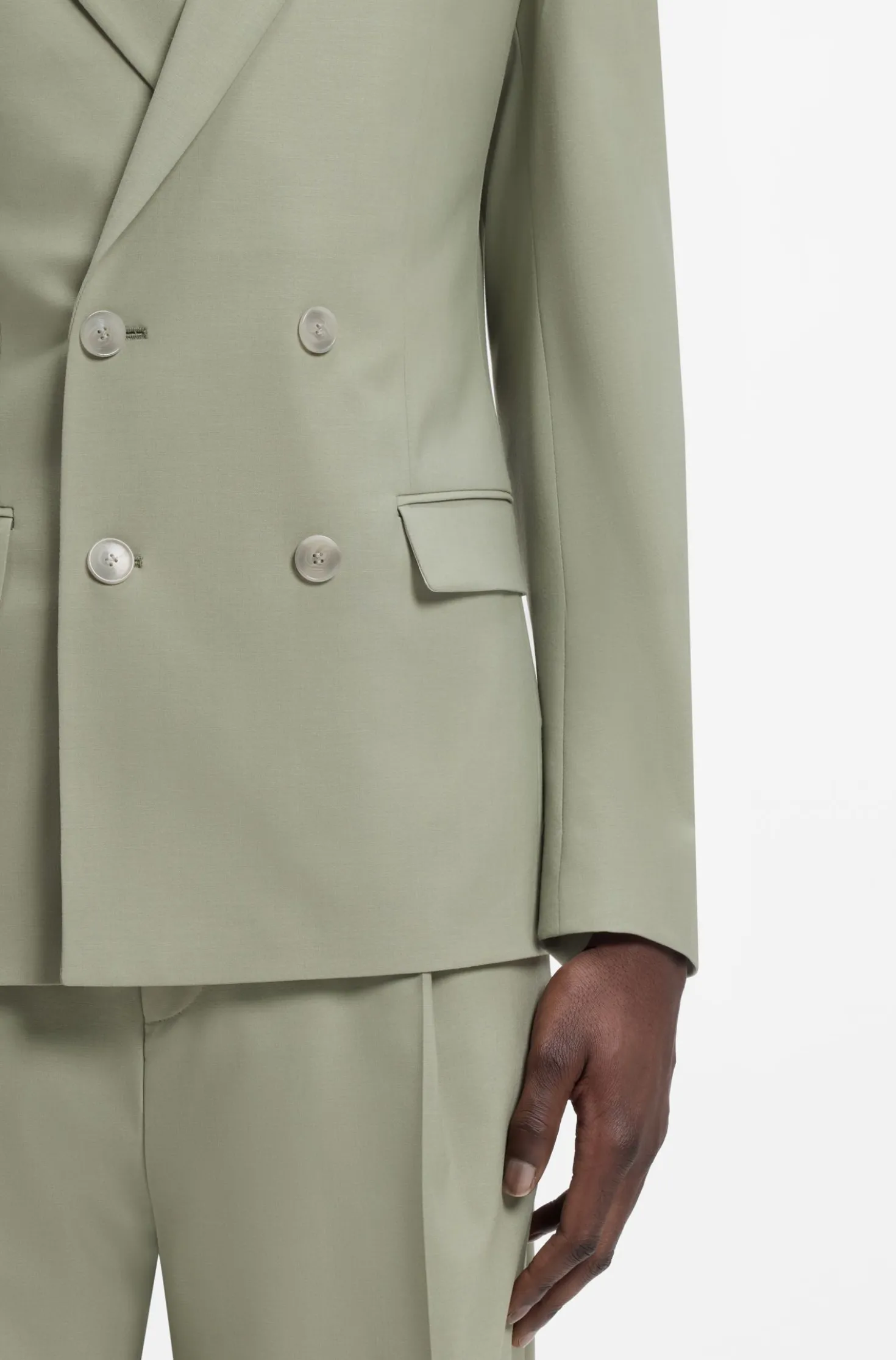 Slim-Fit Jacke aus Woll-Mix mit Popeline-Struktur
