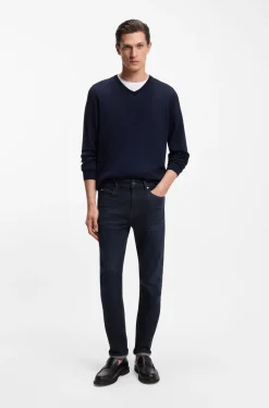 Slim-Fit Jeans aus dunkelblauem Stretch-Denim