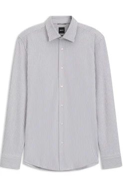 Slim-Fit Jersey-Hemd aus Baumwoll-Mix mit Streifen-Muster