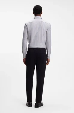 Slim-Fit Jersey-Hemd aus Baumwoll-Mix mit Streifen-Muster