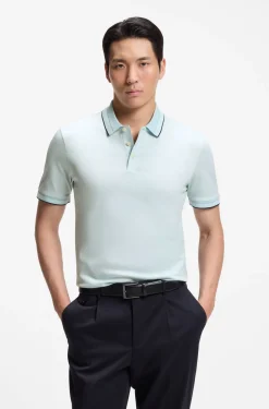 Slim-Fit Poloshirt aus merzerisierter Baumwolle