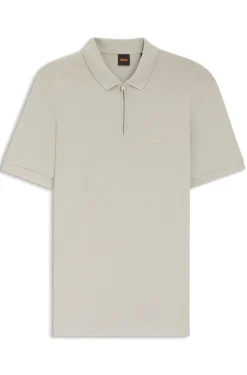 Slim-Fit Poloshirt aus Stretch-Baumwolle mit Reißverschluss