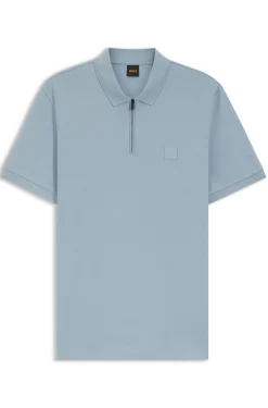 Slim-Fit Poloshirt aus Stretch-Baumwolle mit Reißverschluss
