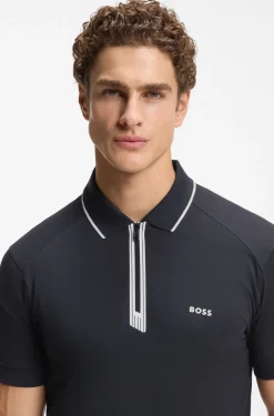 Slim-Fit Poloshirt mit Reißverschlussleiste