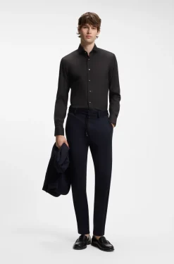Slim-Fit Popeline-Hemd aus bügelleichtem Baumwoll-Mix
