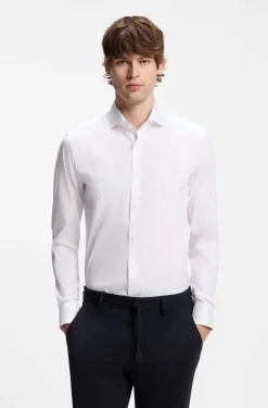 Slim-Fit Popeline-Hemd aus bügelleichtem Baumwoll-Mix