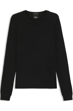 Slim-Fit Pullover aus Merinowolle mit Rundhalsausschnitt