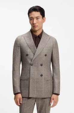 Slim-Fit Sakko aus karierter Schurwolle
