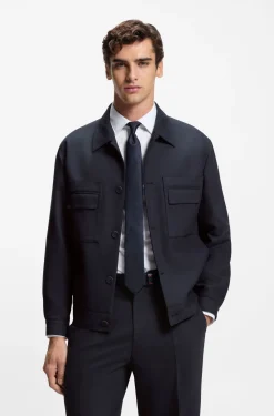 Slim-Fit Sakko aus knitterfreiem Twill