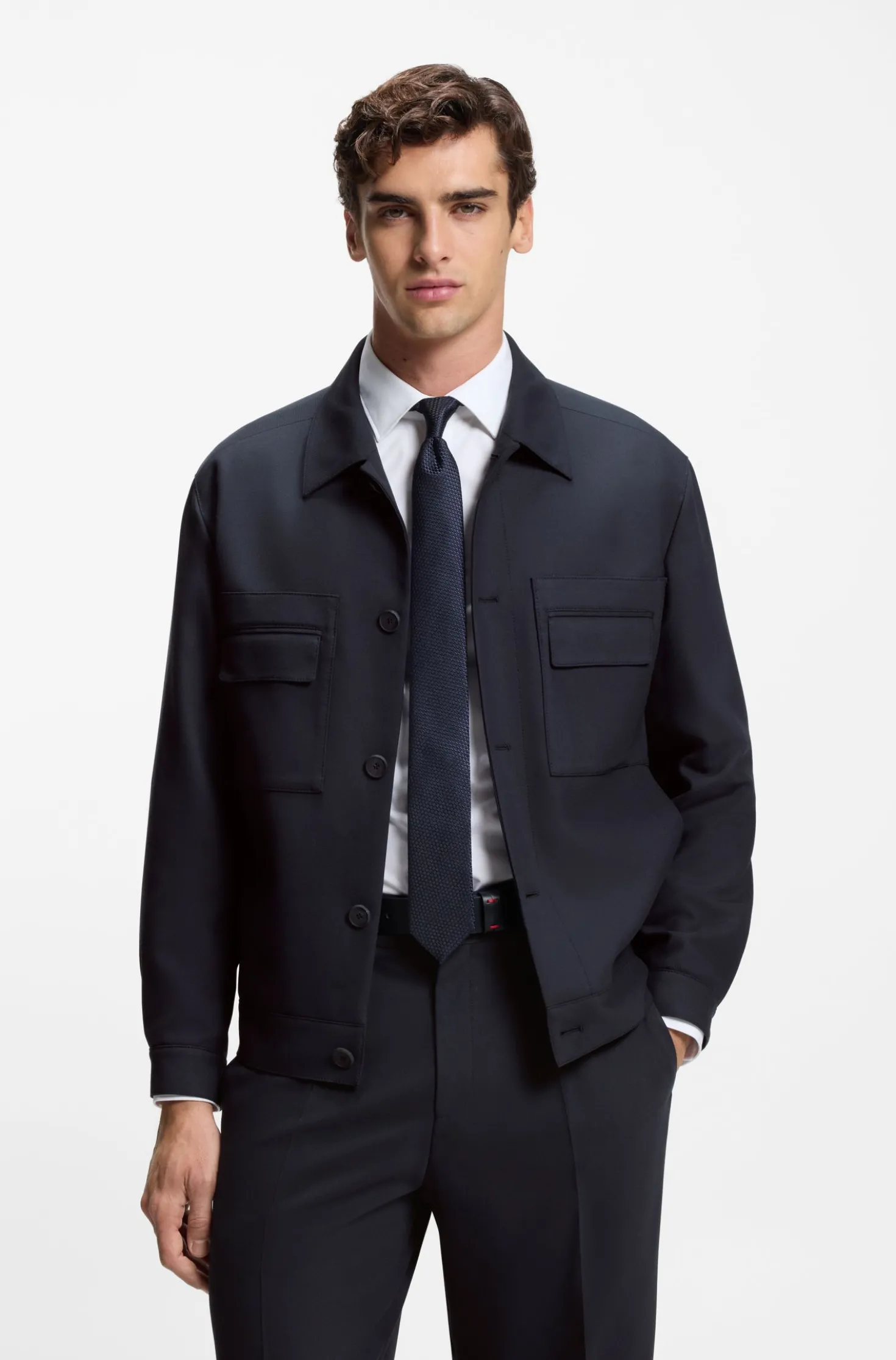 Slim-Fit Sakko aus knitterfreiem Twill