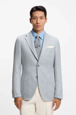 Slim-Fit Sakko aus Leinen-Mix mit Seide und Baumwolle