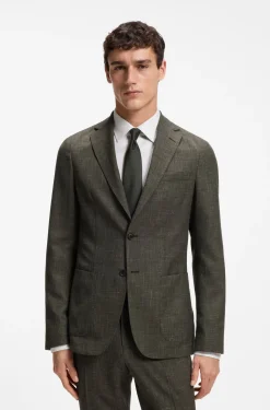 Slim-Fit Sakko aus Schurwoll-Mix mit Leinen