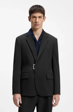 Slim-Fit Sakko mit Metallschließe