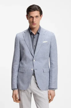 Slim-Fit Sakko mit Pepita-Hahnentritt-Muster
