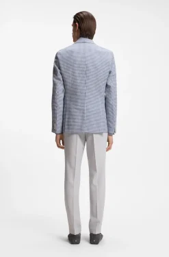 Slim-Fit Sakko mit Pepita-Hahnentritt-Muster