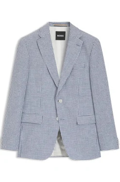 Slim-Fit Sakko mit Pepita-Hahnentritt-Muster