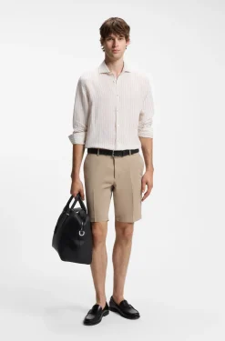 Slim-Fit Shorts aus elastischer Baumwoll-Gabardine