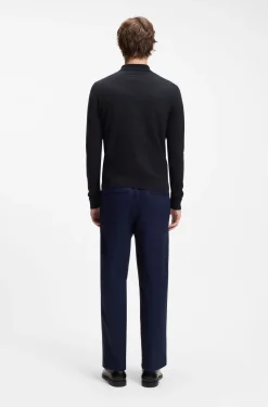 Slim-Fit Strick-Poloshirt mit Logo auf der Rückseite