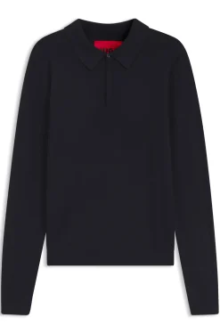 Slim-Fit Strick-Poloshirt mit Logo auf der Rückseite