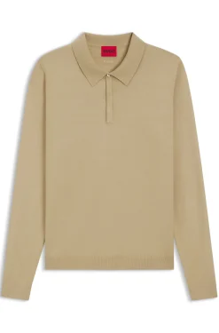 Slim-Fit Strick-Poloshirt mit Logo auf der Rückseite