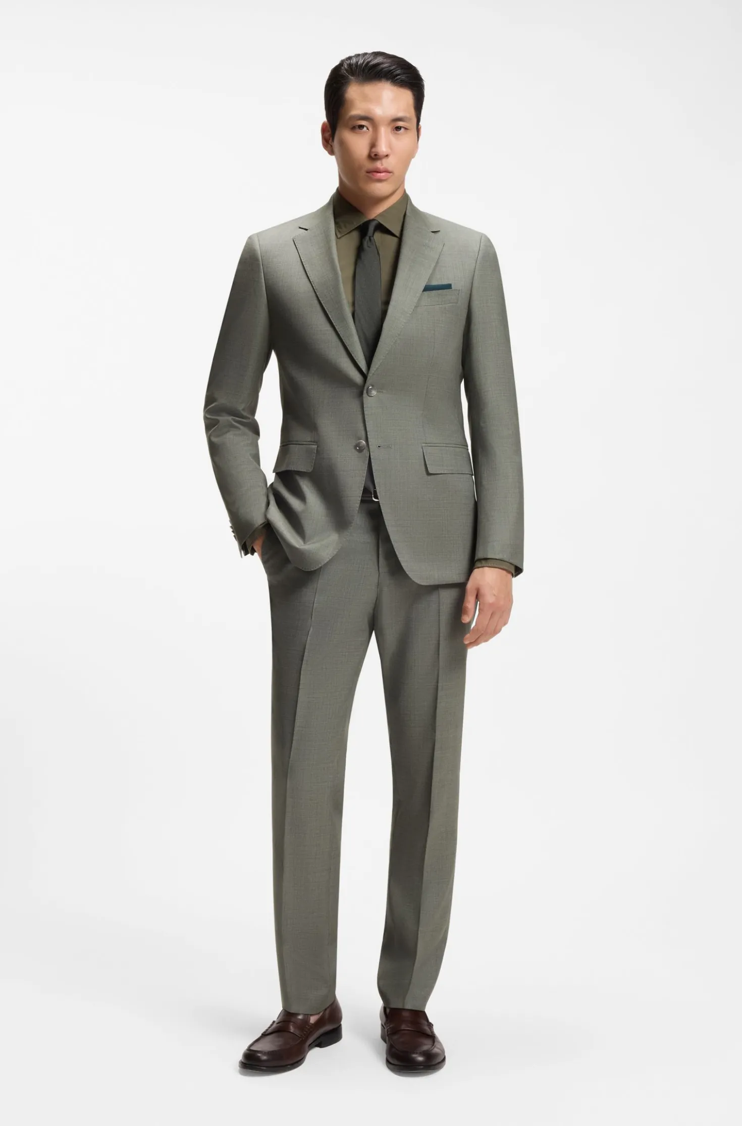 Slim-Fit Zweiteiler aus gemusterter Stretch-Wolle