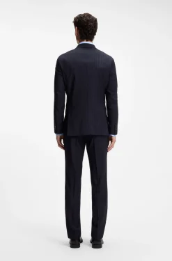 Slim-Fit Zweiteiler aus gestreifter Stretch-Wolle