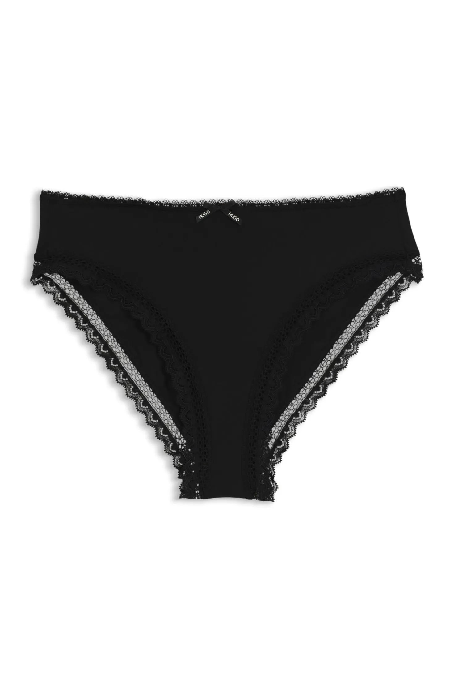 Slip aus elastischer Mikrofaser mit mittlerer Bundhöhe und Spitzenbesatz
