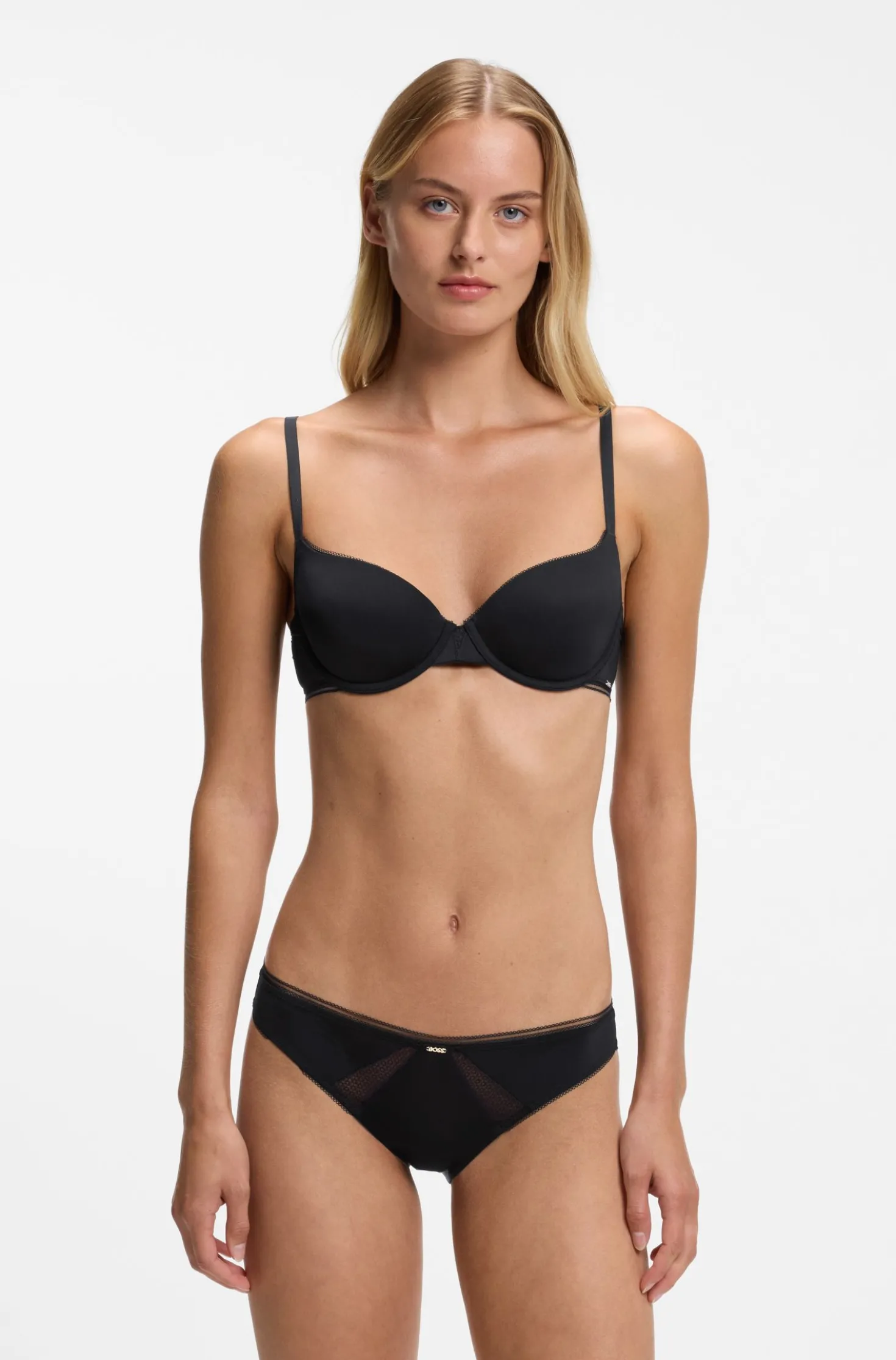 Slip aus Mikrofaser mit Einsätzen aus Spitze