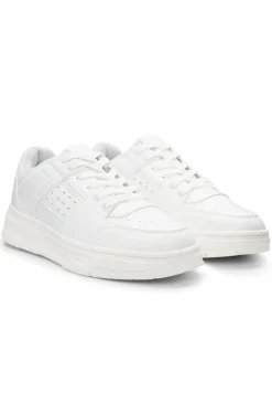Sneakers aus Kunstleder mit Mesh-Details