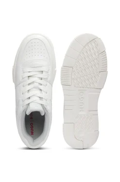 Sneakers aus Kunstleder mit Mesh-Details