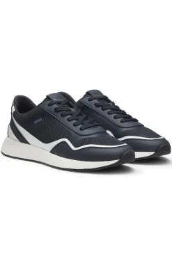 Sneakers aus Mesh mit gerippter Sohle
