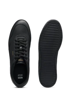 Sneakers aus Nappaleder mit goldfarbenem Branding
