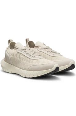Sneakers aus Veloursleder mit Stricksocke und Schnürung